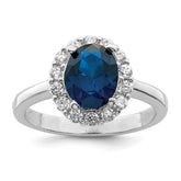 Sterling Silver Polished Rhodium-plated Blue and Clear CZ Ring - 3