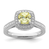 Sterling Silver Rhodium plated White and Yellow CZ Ring - 3