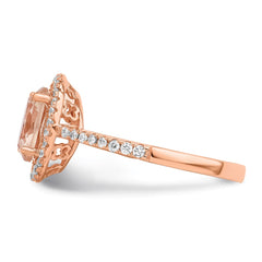 Sterling Silver Rose-tone Pink & White CZ Oval Ring - 2