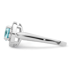 Sterling Silver Rhodium-plated CZ and Light Blue Glass Stone Ring - 3