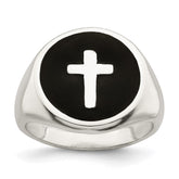 Sterling Silver Rhodium-plated Enameled Cross Ring - 6