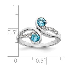 Sterling Silver Rhod-plated .8t.w. LSBT/White Topaz Swirl Ring - 2