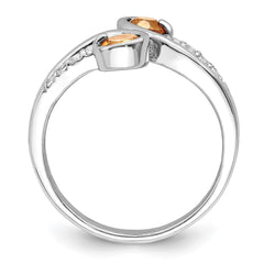 Sterling Silver Rhod-plated .60t.w. Citrine & White Topaz Swirl Ring - 2