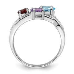 Sterling Silver RH-plated 1.15t.w. BT/AM/GA/WT Oval Ring - 3