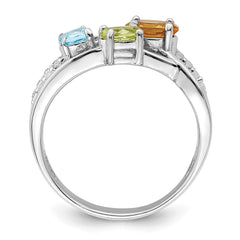 Sterling Silver RH-plated 1.09t.w. CI/PE/LSBT/WT Ring - 3