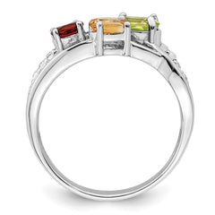 Sterling Silver RH-plated 1.08t.w. PE/CI/GA/WT Ring - 2