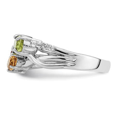 Sterling Silver RH-plated 1.08t.w. PE/CI/GA/WT Ring - 2