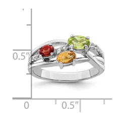 Sterling Silver RH-plated 1.08t.w. PE/CI/GA/WT Ring - 2