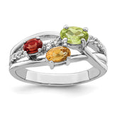 Sterling Silver RH-plated 1.08t.w. PE/CI/GA/WT Ring - 2