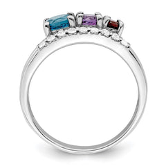 Sterling Silver RH-plated 1.12t.w. LSBT/AM/GA/WT Ring - 3