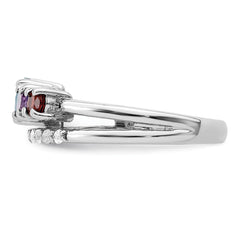 Sterling Silver RH-plated 1.12t.w. LSBT/AM/GA/WT Ring - 2