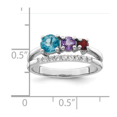 Sterling Silver RH-plated 1.12t.w. LSBT/AM/GA/WT Ring - 3