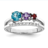 Sterling Silver RH-plated 1.12t.w. LSBT/AM/GA/WT Ring - 3