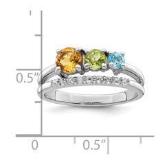 Sterling Silver RH-plated .95t.w. CI/PE/BT/WT Circle ByPass Ring - 3