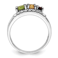 Sterling Silver RH-plated 1.02t.w. PE/CI/GA/WT Bypass Ring - 2