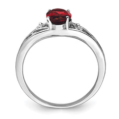 Sterling Silver Rhodium-plated Garnet Ring - 13