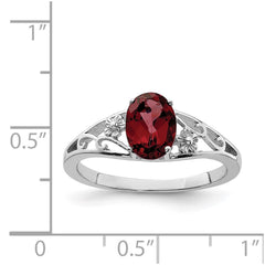 Sterling Silver Rhodium-plated Garnet Ring - 13