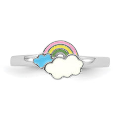 Sterling Silver RH-plated Multi-color Enameled Rainbow Children's Ring - 2