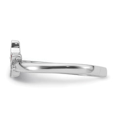 Sterling Silver Rhodium-plated Multi-color Enameled Cat Children's Ring - 2