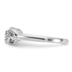 Sterling Silver Rhodium-plated Light Swiss Blue Topaz and CZ Swirl Ring - 2