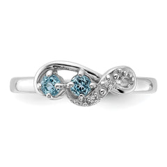Sterling Silver Rhodium-plated Light Swiss Blue Topaz and CZ Swirl Ring - 2