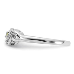 Sterling Silver Rhodium-plated Peridot and CZ Swirl Ring - 2