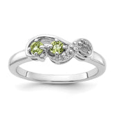 Sterling Silver Rhodium-plated Peridot and CZ Swirl Ring - 2