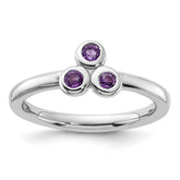 Sterling Silver Rhodium-plated Amethyst Ring - 32