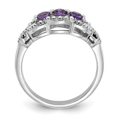 Sterling Silver Rhodium-plated Amethyst Ring - 10