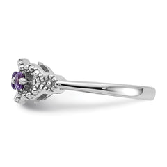 Sterling Silver Rhodium-plated Amethyst Ring - 18
