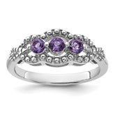 Sterling Silver Rhodium-plated Amethyst Ring - 17