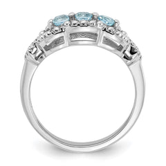 Sterling Silver Rhodium-plated Light Swiss Blue Topaz Ring - 18