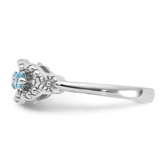 Sterling Silver Rhodium-plated Light Swiss Blue Topaz Ring - 2