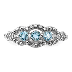 Sterling Silver Rhodium-plated Light Swiss Blue Topaz Ring - 2