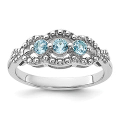 Sterling Silver Rhodium-plated Light Swiss Blue Topaz Ring - 18