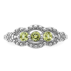 Sterling Silver Rhodium-plated Peridot Ring - 4