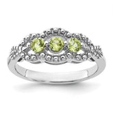 Sterling Silver Rhodium-plated Peridot Ring - 15