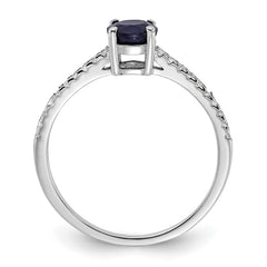 Sterling Silver Rh-plated-plated .81S Sapphire and .12WT White Topaz Ring - 2