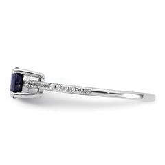 Sterling Silver Rh-plated-plated .81S Sapphire and .12WT White Topaz Ring - 2