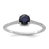 Sterling Silver Rh-plated-plated .81S Sapphire and .12WT White Topaz Ring - 3