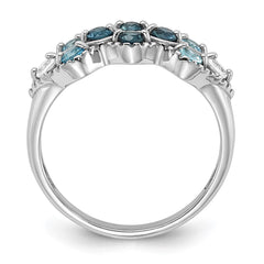 SS Rhodium-plated London Lt. Swiss Blue and White Topaz Ring - 3