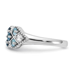 SS Rhodium-plated London Lt. Swiss Blue and White Topaz Ring - 3