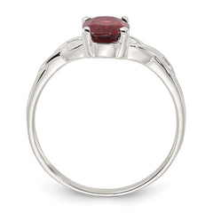 Sterling Silver Polished Garnet Ring - 3