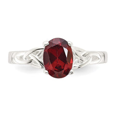 Sterling Silver Polished Garnet Ring - 3