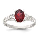 Sterling Silver Polished Garnet Ring - 2