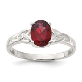 Sterling Silver Polished Garnet Ring - 3