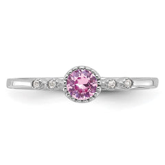 SS Rhodium-plated .37Pink and .02White Created Sapphire Ring - 3