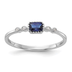 SS Rhodium-plated .02Cr. Blue Spinel and .02Cr. White Sapphire Ring - 2