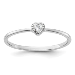 Sterling Silver Rhodium-plated CZ Heart Ring - 3
