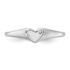 Sterling Silver Rhodium-plated CZ Heart Signet Ring - 2